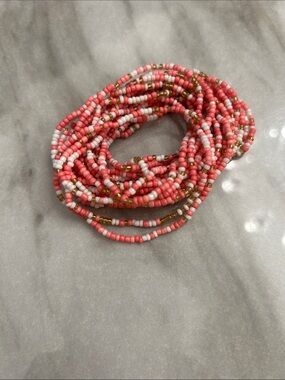 Handmade Pink Seed Bead Multi-Strand Bracelet